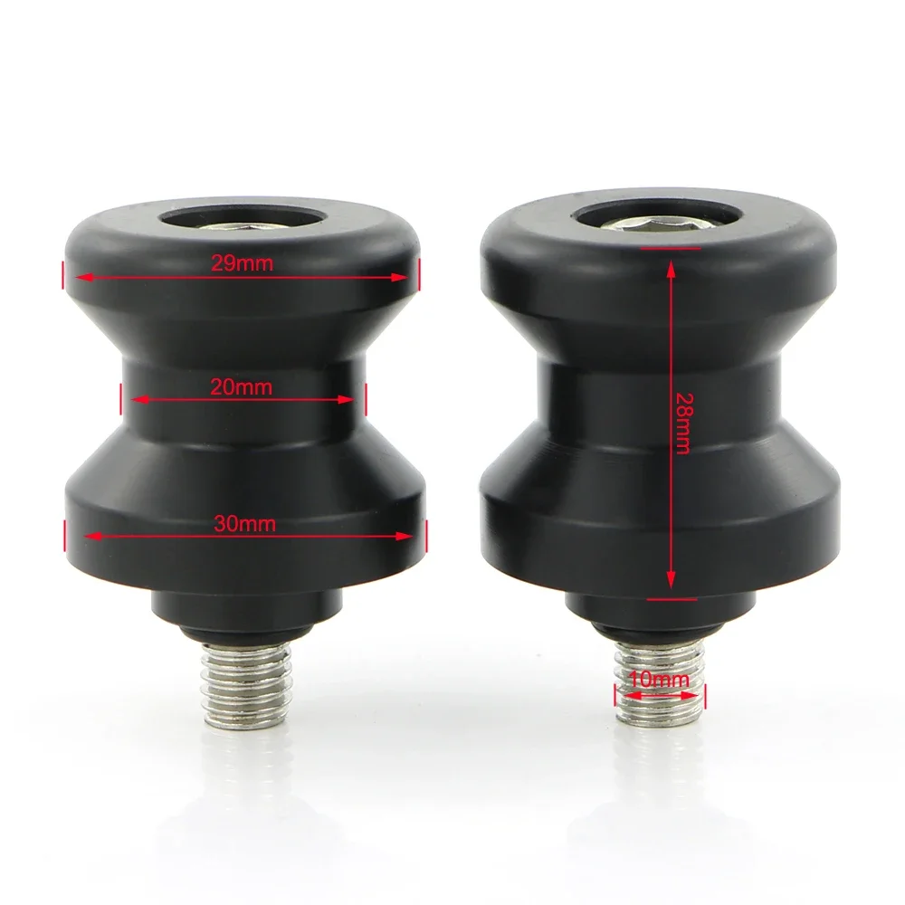 For Kawasaki Ninja Yamaha KTM 390 DUKE 10mm Motorcycle Swing Arm Spools Screws Sliders Swingarm Stands Bobbins POM Plastic Black