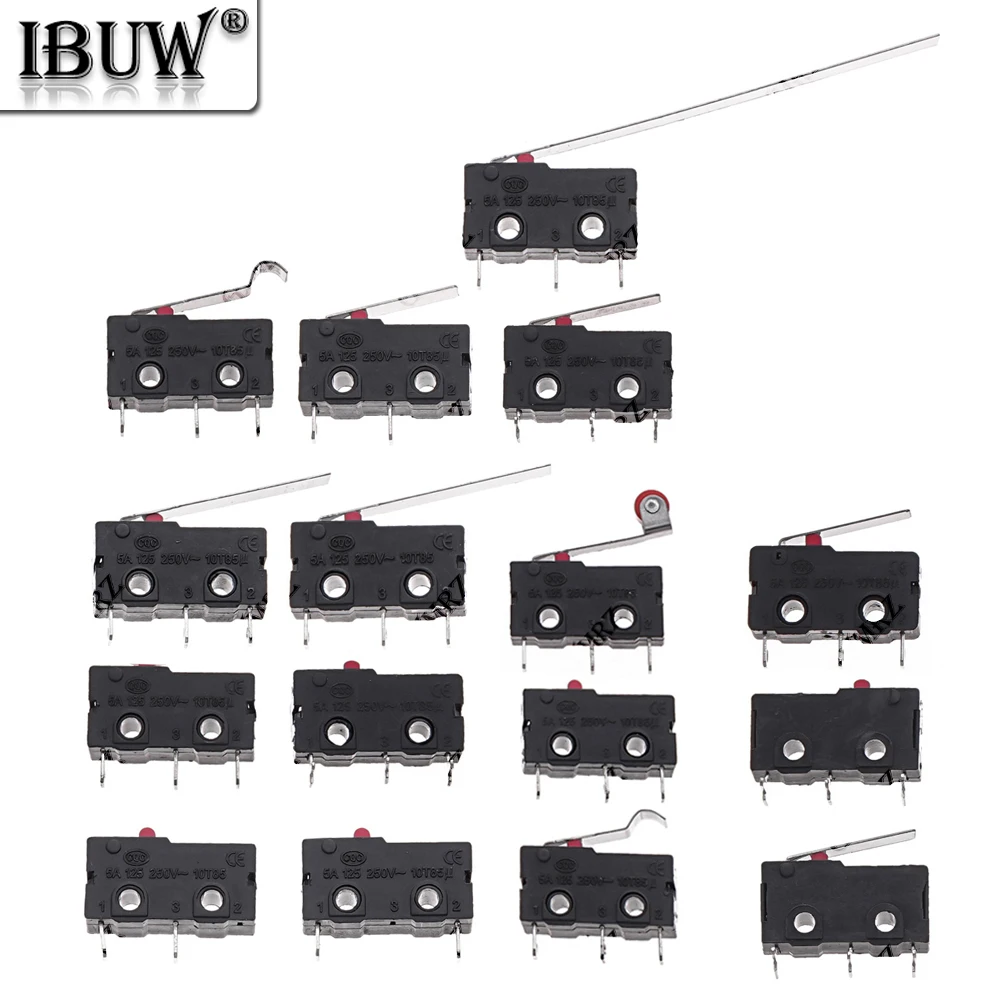 10PCS 5A 125/250V Mini Limit Switch 2P/3P No Nc 2/3Pin Roller Arc Rod Quick Button Switch Micro Switch Copper Contact