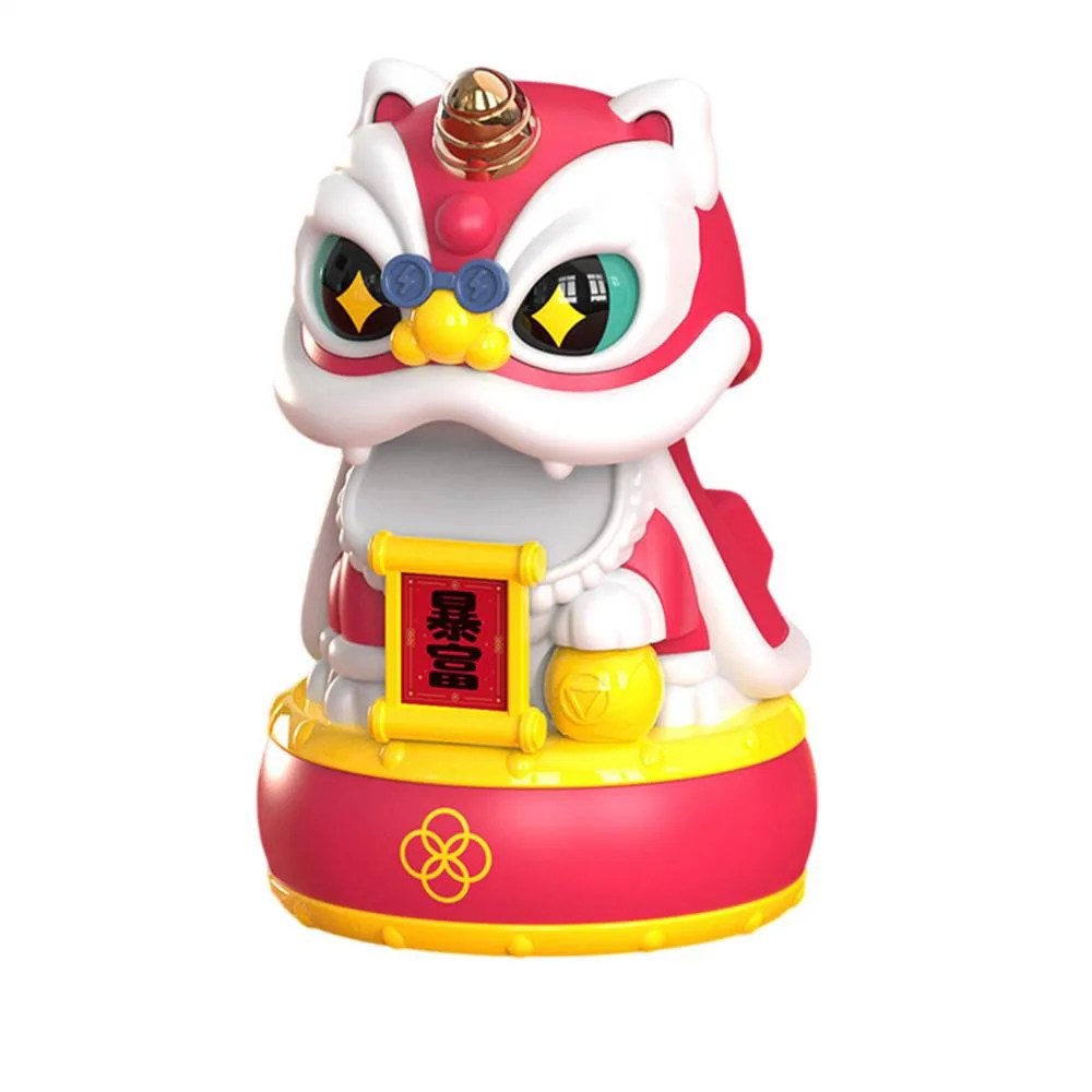 

Automatic Nodding Head Solar Powered Dancing Lion Lucky Lion Figurine DIY Greetings Desktop Wake Lion Statue Cute