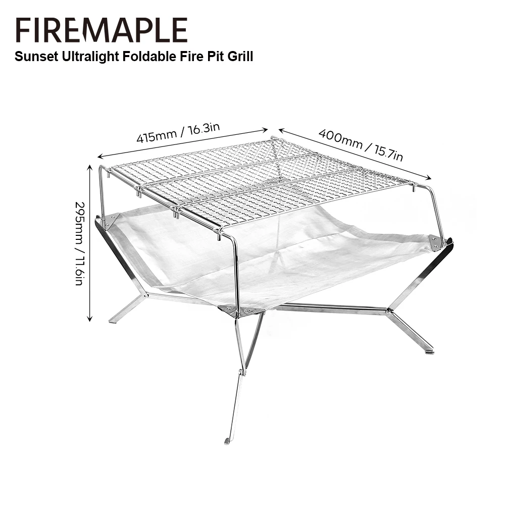 Fire-Maple Sunset Ultralight Foldable Fire Pit Grill Bonfire Campfire Portable Wood Stove for Outdoor Camping Hiking