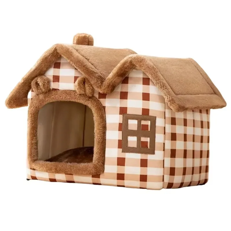 Soft Double Roof Dog House Warm Cozy Breathable Fabric Sleeping Bed,Portable Pet Shelter for Small Medium Large Dogs Indoor Rest