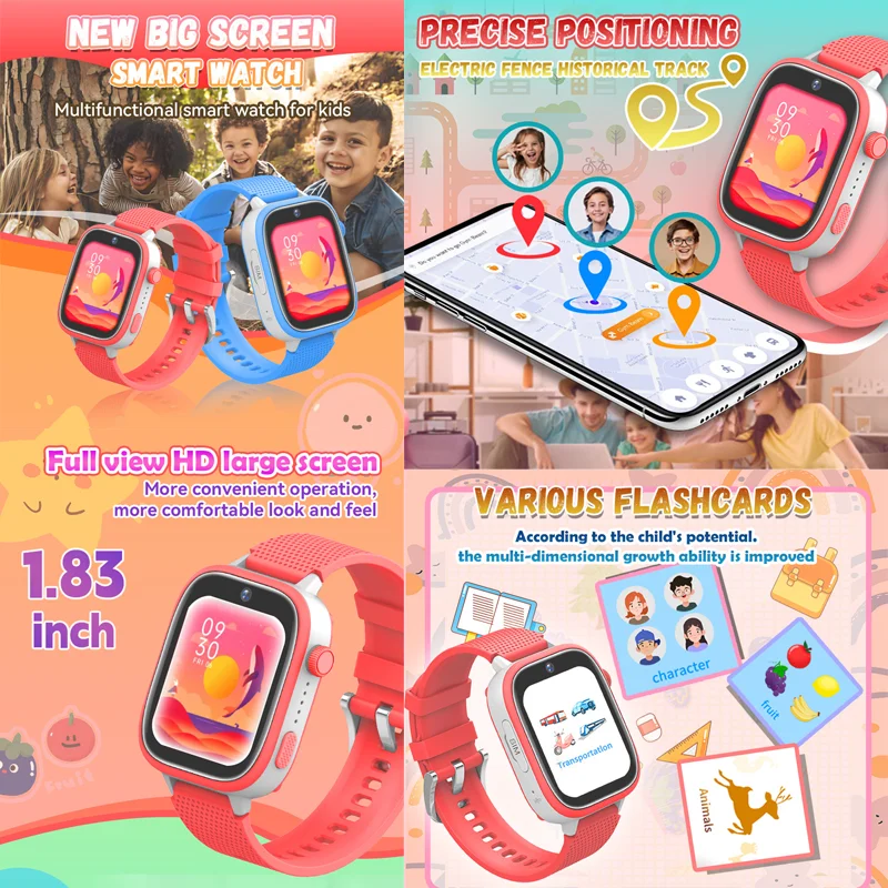 4G Kids Smart Watch WiFi GPS Tracker Location Games Video Call Camera SOS Waterproof Call Back Sim Card Children Smart Watch