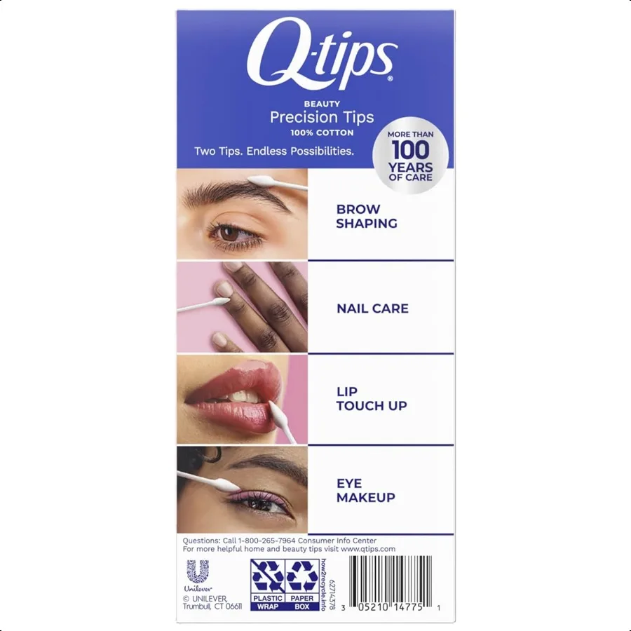 Qtips نصائح دقيقة مسحات القطن 170 عدد 2 حزمة أدوات ماكياج الجمال العناية الشخصية المنزلية
