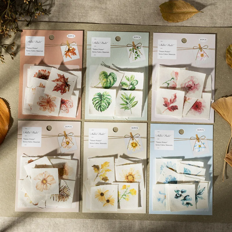 10pcs/1lot Kawaii Scrapbook Stickers Natural Printmaker Junk Journal Gold Planner Stationery Decorative