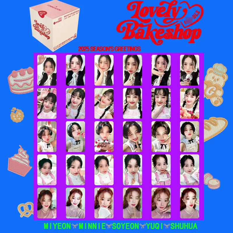 GIDLE Kpop 2025 SEASONS GREETINGS LOVELY BAKESHOP Ver Group Photo Cards