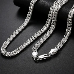 Collier chaîne fine en argent regardé 925 pour hommes et femmes, 6mm, mode de luxe, bijoux de fête de mariage, cadeaux de Noël, nouveau