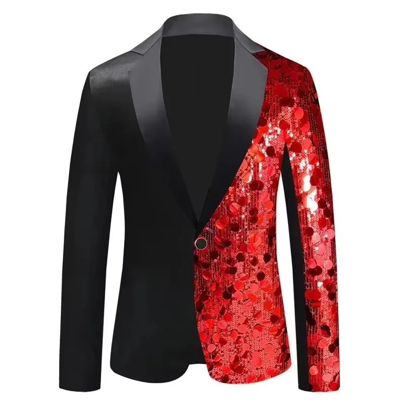 Men's Personality Shiny Sequins Suit Jackets Male Bar Nightclub Singer Tour Concert Stage Shiny Blazers Tuxedo Party Costume