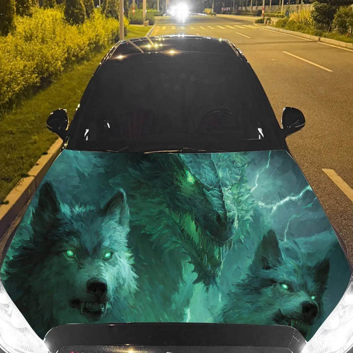 

Таинственные наклейки на капот автомобиля «Зеленый волк и дракон» — самоклеящаяся, водонепроницаемая и прочная виниловая пленка, украшение и защита вашего