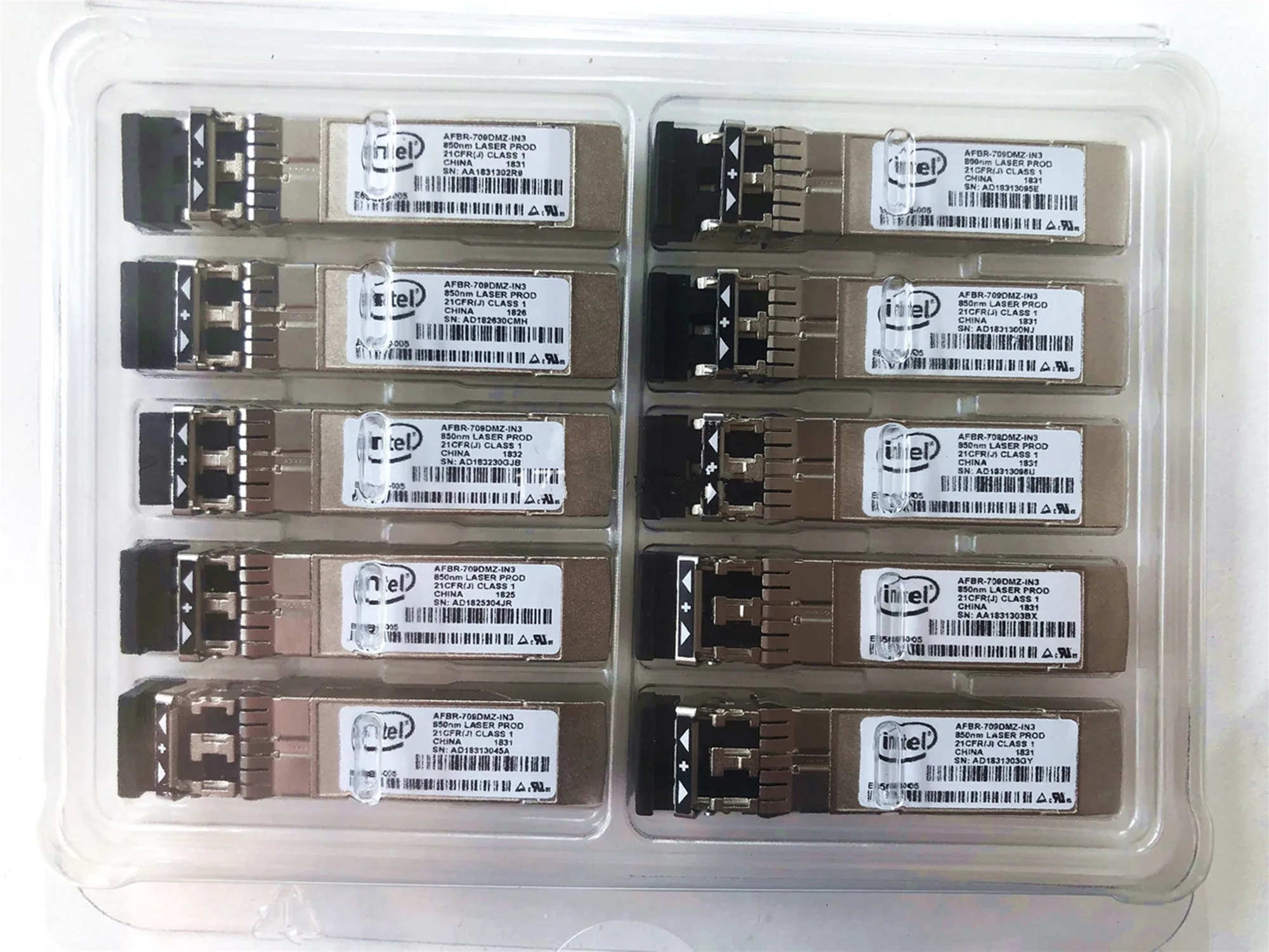 SFP Optical Fiber 10GB I-nt-el AFBR-709DMZ-IN3/E10GSFPSR/X520 X710 Network Adapter General Purpose Fiber Switch Fiber Module 10g