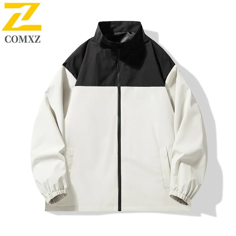

COMXZ 2025 Men Stand Collar Casual Jacket Korean Waterproof Windproof Trendy Workwear Outdoor Vintage Coat Fashion Street Style