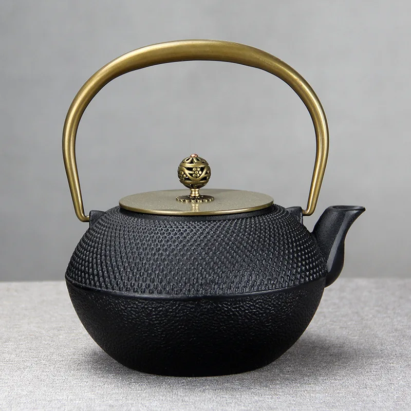 1200ml granule nails Japanese cast iron hand boiled water and made tea Old iron teapot Teahouse Simple household decoration