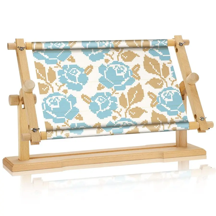 

Adjustable Embroidery Stand Hands Free Cross Stitch Scroll Frame Needlepoint Needlework Frame Stand Wooden Rotated Embroidery Ho