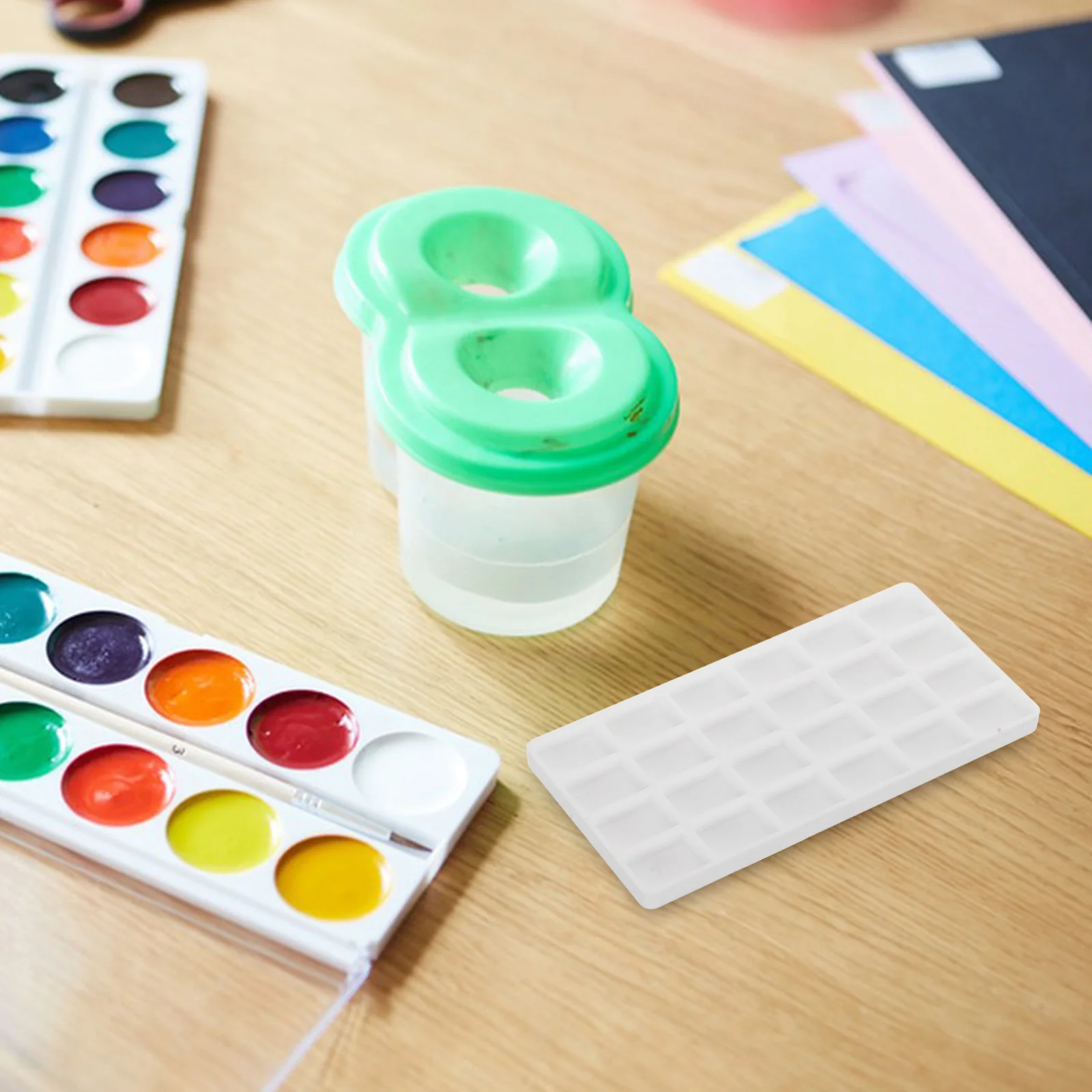

-Compartment Watercolor Palette Box For Travel Empty Plastic Tray Spill-Resistant For Artists Students Diy