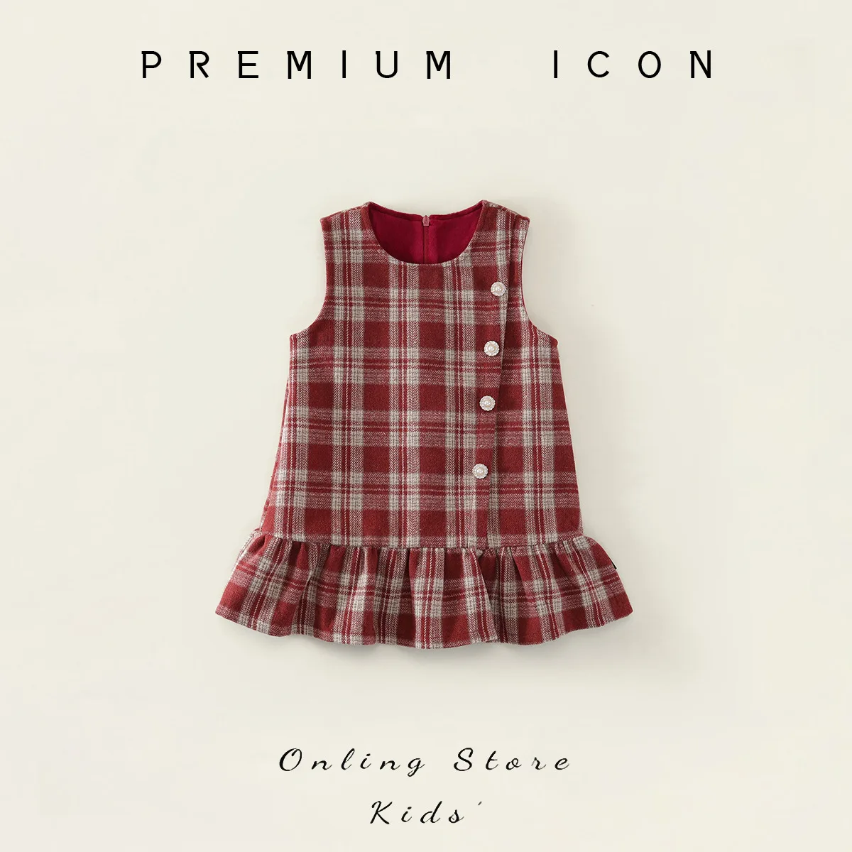 

2025 Autumn and Winter Girls' Red Checkered Dress, Stylish and Stylish Checkered Vest Dress for Baby Girls