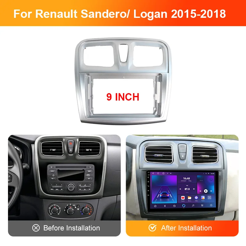 Car Frame Fascia Adapter Decoder Android Radio Dash Fitting Panel Kit For 2015-2018 RENAULT SANDERO/ LOGAN 9/10.1 inch