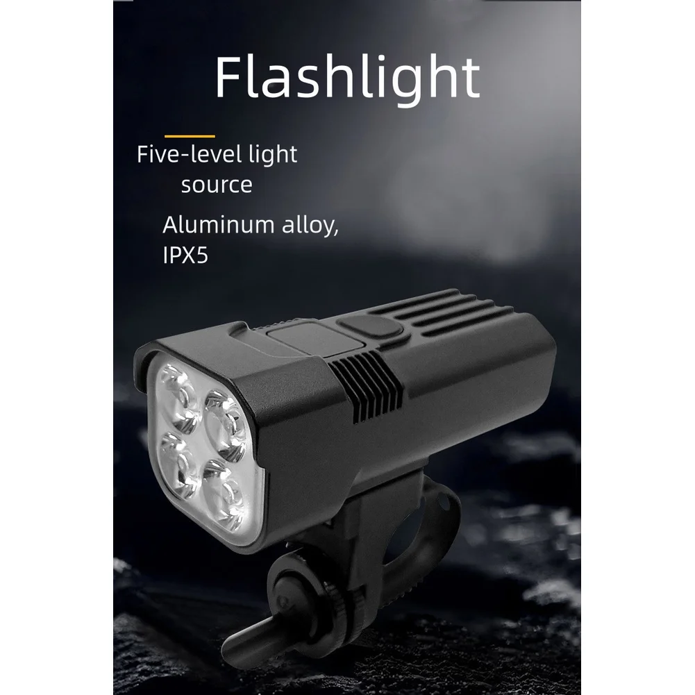 مصباح أمامي للدراجة قابل لإعادة الشحن USB-C 1200/2000 لومن، مقاوم للماء IPX5، 5 أوضاع، عرض البطارية، سبائك الألومنيوم، دعامة #4