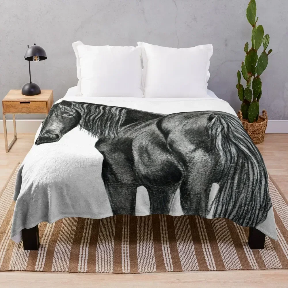 

Friesian horse Throw Blanket Soft Plush Plaid halloween Thermals For Travel Blankets Sofas Of Decoration Blankets