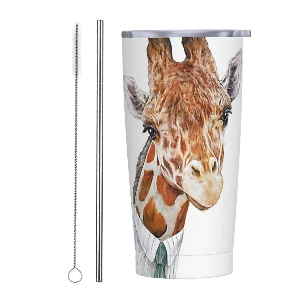 Giraffe Stainless Steel Tumbler Vacuum Insulated Mug Thermal Cold Bottle Straws With Lid 20oz