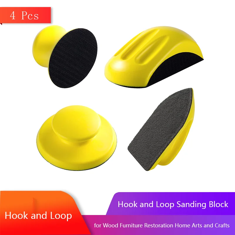 

4 PCS Hook and Loop Sanding Block with 5 Inch Round and Mouse Sanding Block for Wood Furniture Restoration Home Arts and Crafts