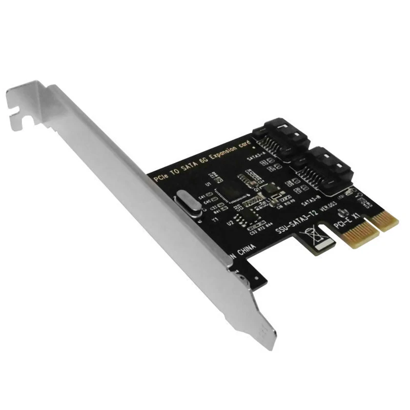 PCIE To SATA Expansion Card ASM1061 PCIE To 2-Port SATA3.0 6Gbps Bootable SSD Solid State Drive Adapter Card