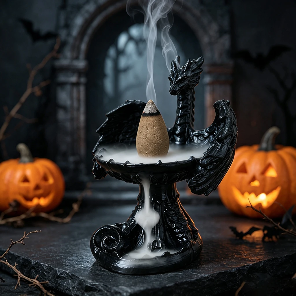Dragon Incense Burner Backflow Incense Holder Resin Statue Aromatherapy Fountain Smoke Home Decor Yoga Meditation Gift Ornament