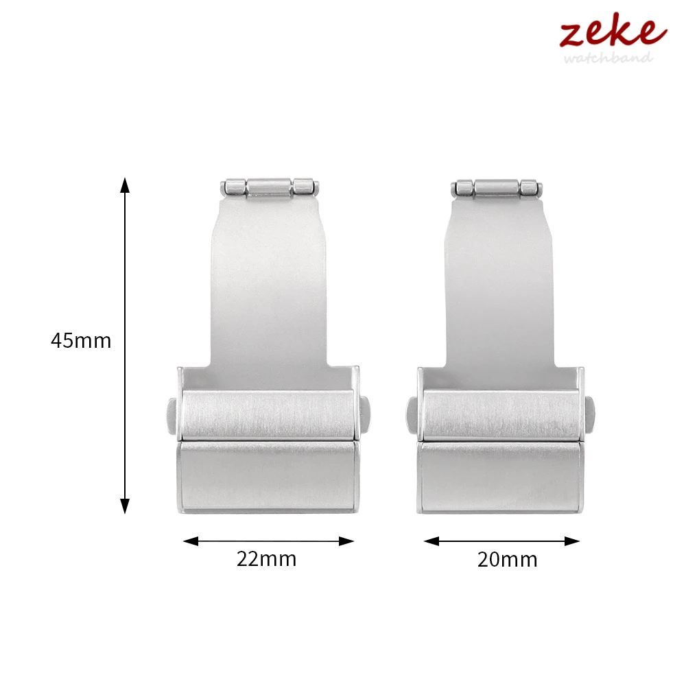 Stainless Steel Watch Band Buckle Silver 20mm 22mm Metal Watchband Double Press Automatic Clasp Leather Strap Buttom Accessories - view 6
