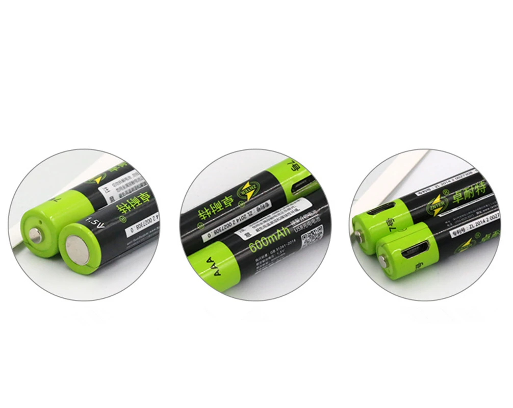 4PCS 1.5V USB AAA rechargeable battery 600mAh rechargeable lithium-ion battery charges via USB cable