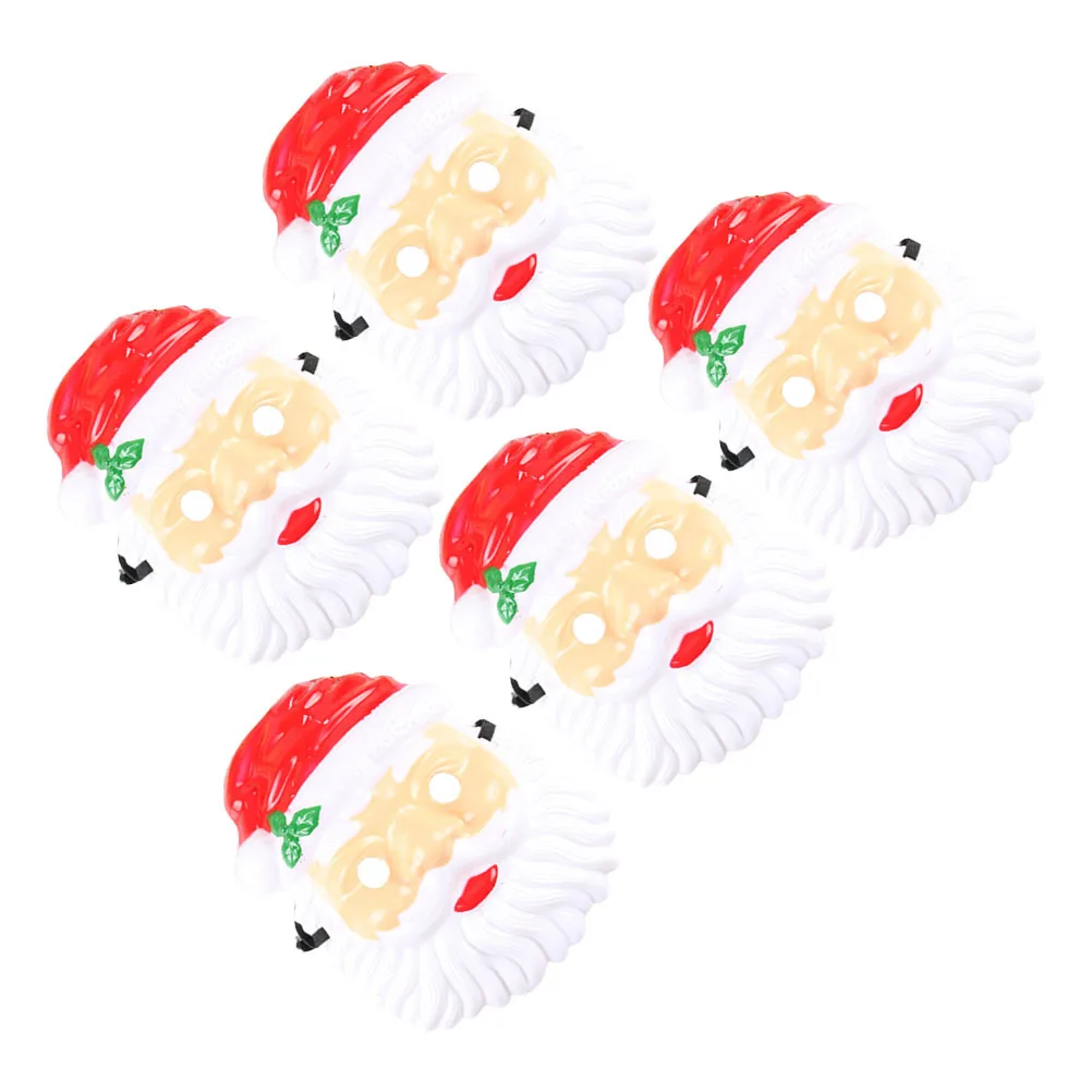 

5 шт., маска Санта-Клауса, Рождественский фестиваль, пластиковая крышка для лица, косплей, вечерние наряды, забавные украшения, рождественская маска