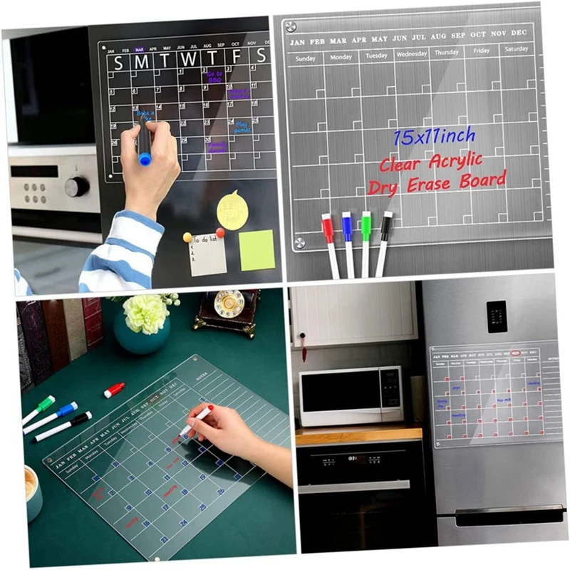 Planche Effaçable pour la Planification des Messages, Blanc, Mois, Sec, Réfrigérateur, Maison, Calendrier, Écriture, Cuisine