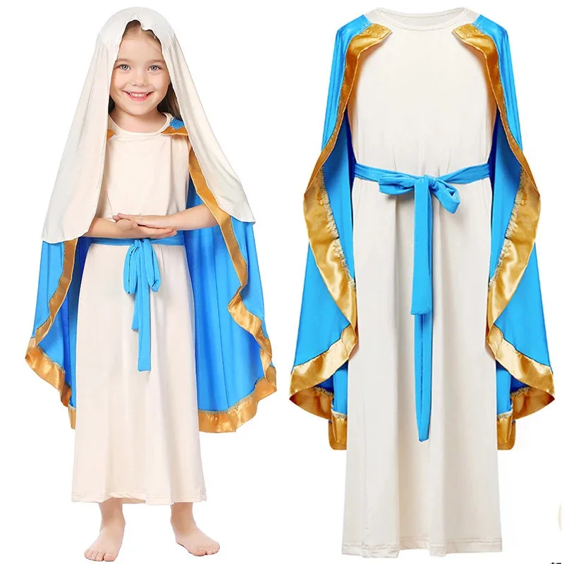 

Cosplay Holy Mother Costumes for Kids Goddess Athena Dress Girls Mary Skirt Queen Medieval Clothing Children's Day Stage Party