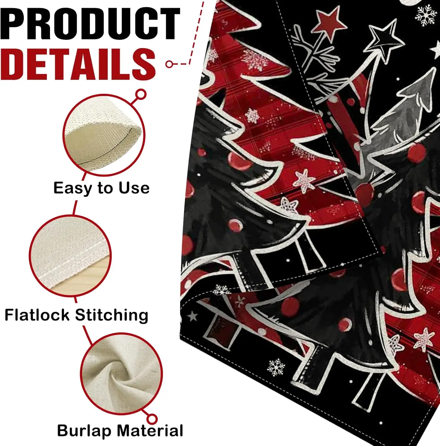 Dyrenson Frohe Weihnachten Baum dekorative Gartenflagge, schwarze Weihnachtsschneeflocke Hof draußen Heimdekoration, Winterurlaub Burl UUV