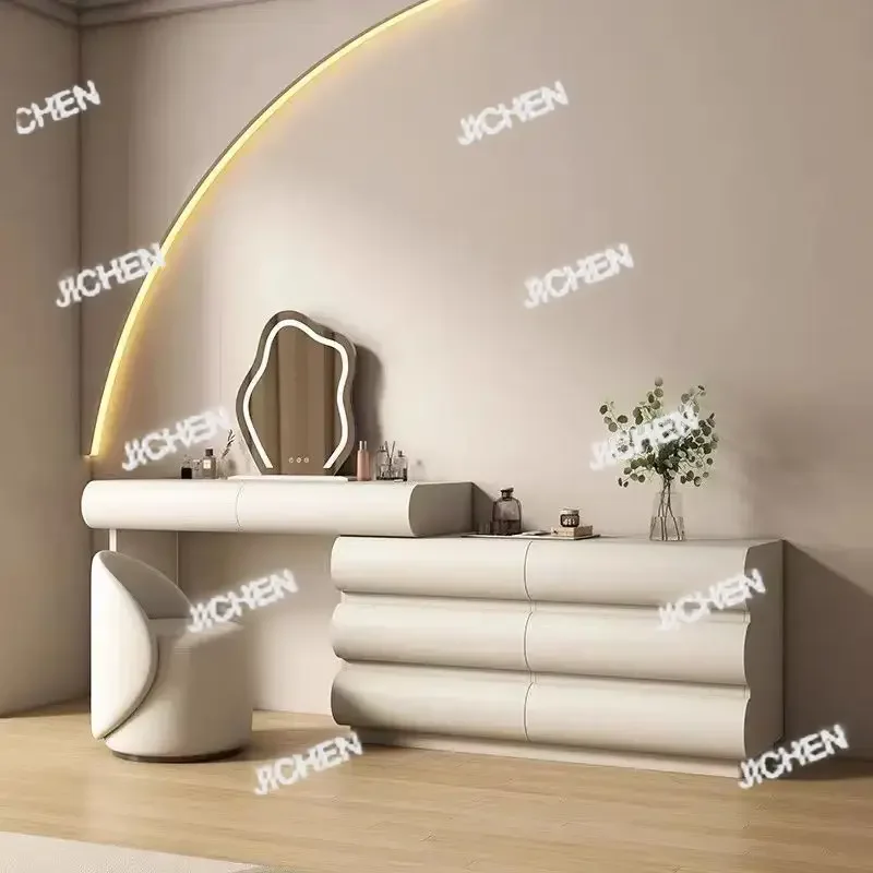 

XHY Mirror Drawers Vanity Table Bedroom Makeup Storage Organizer Dressing Table Chair Nail Comoda Pra Quarto Lounge Suite Furnit