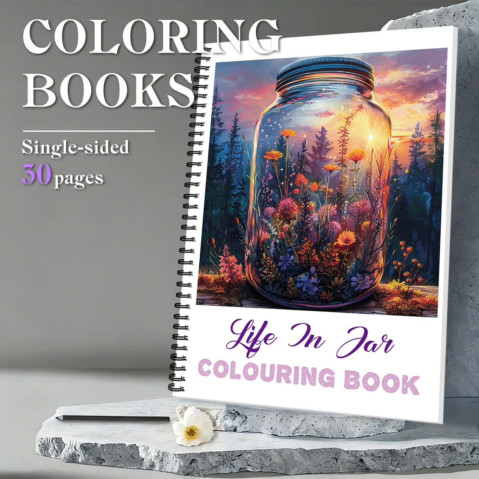 

1 шт. книги для рисования, яркие цветочные раскраски в форме леса в банке, спиральная жизнь в банке, для жизни, креативных раскрасок