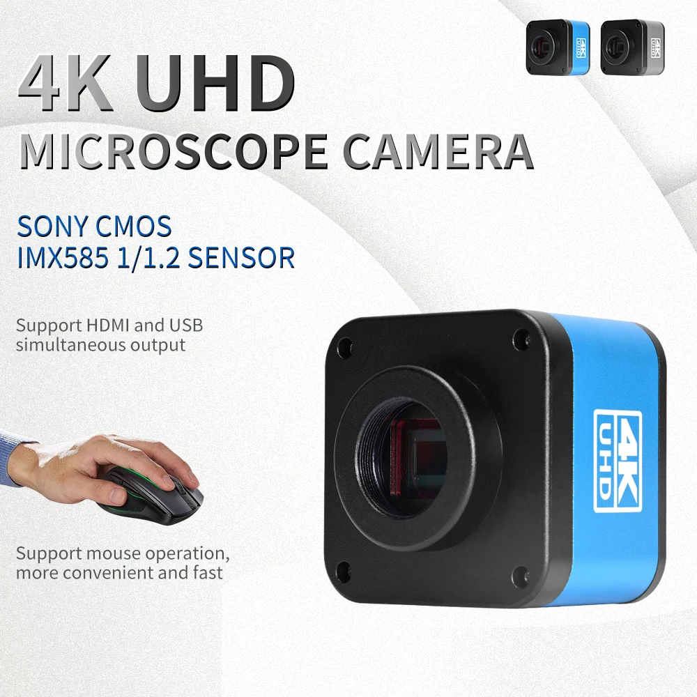 Real 4K 60FPS IMX585 Sensor UHD Measure Digital Electronic Microscope Camera 8MP HDMI USB Type-C 3.0 for SMT Soldering Lab