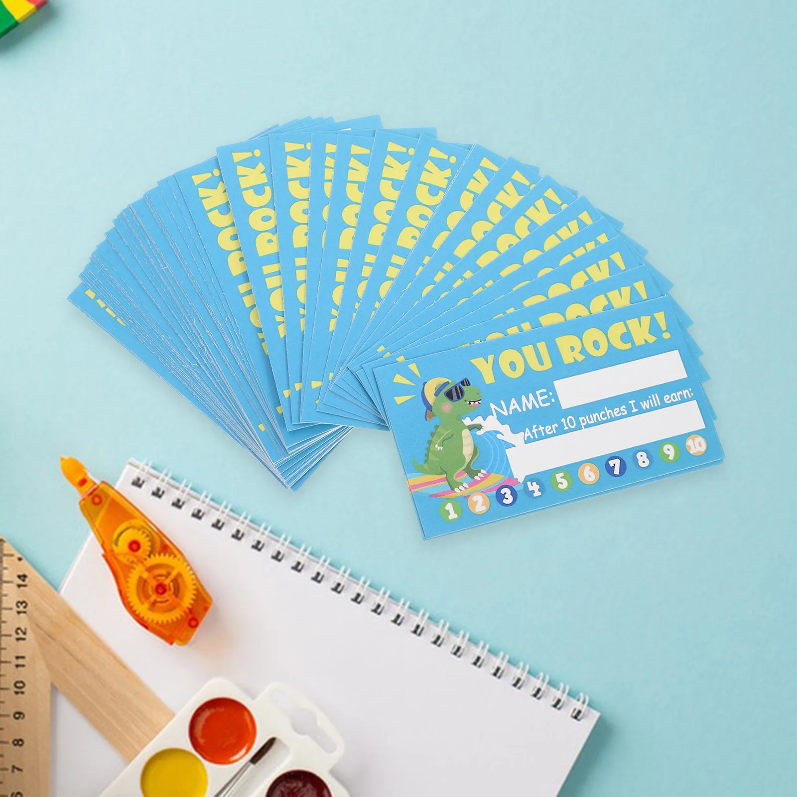 

250Pcs Paper Punch Cards Multifunctional Reward Cards for Classroom Behavior Management Tool Lovely Cartoon Pattern Design