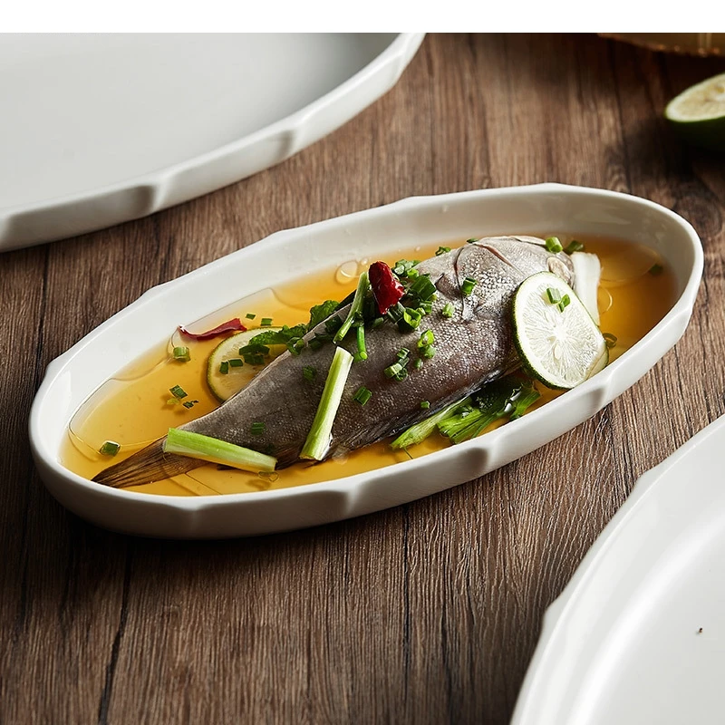 

White Ceramic Dinner Plate Dim Sum Dessert Steak Kitchen Tableware Nordic Hotel Restaurant Special Cooking Dishes