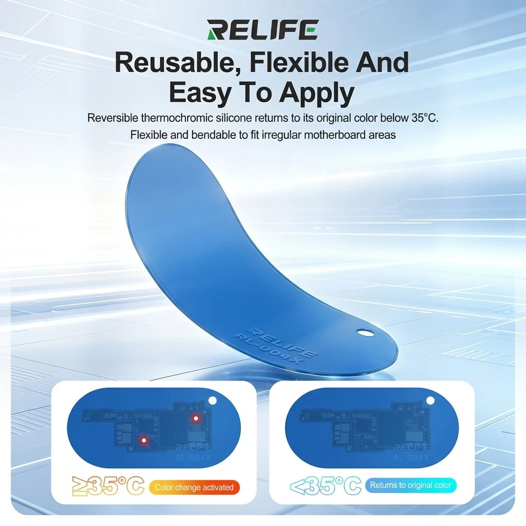 RELIFE RL-004X Motherboard Short Circuit Detection Pad 35°C Temperature Sensitive Sheet for PCB Board Fault Locator Repair Tools