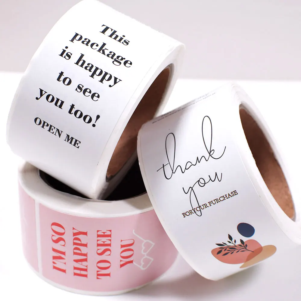 

100pcs/roll This Package Is Happy To See You Too Stickers 3x9cm Thank you Seal Stickers for Small Business Gifts Wrapping Decor