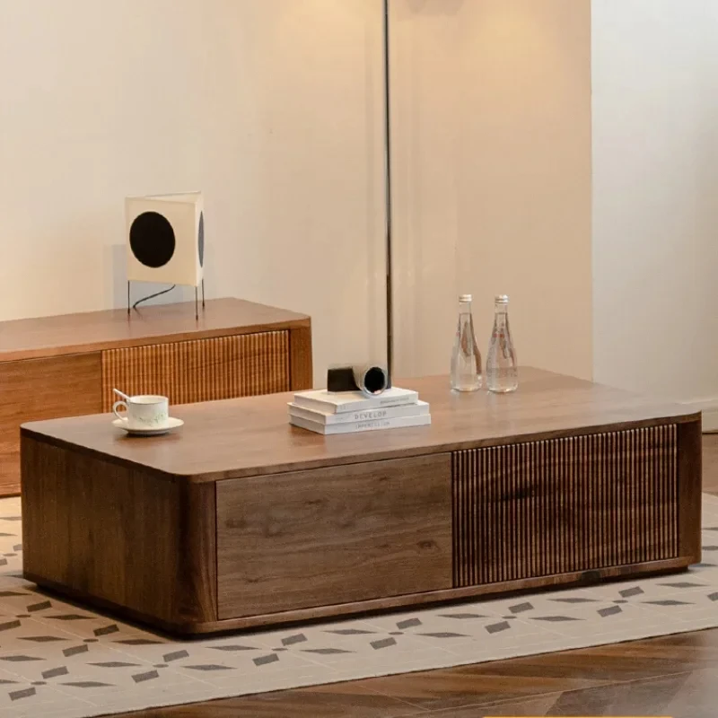 

Solid wood coffee table living room home retro black walnut small tea table simple and modern