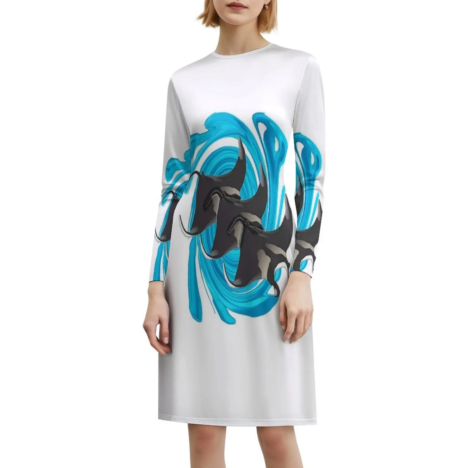 Gaun Mini Gaya Preppy Mistis untuk Wanita, Model A-Line Longgar Kasual untuk Sehari-hari, Ray Rays School Of Rays Hilo Hawaii Wanita