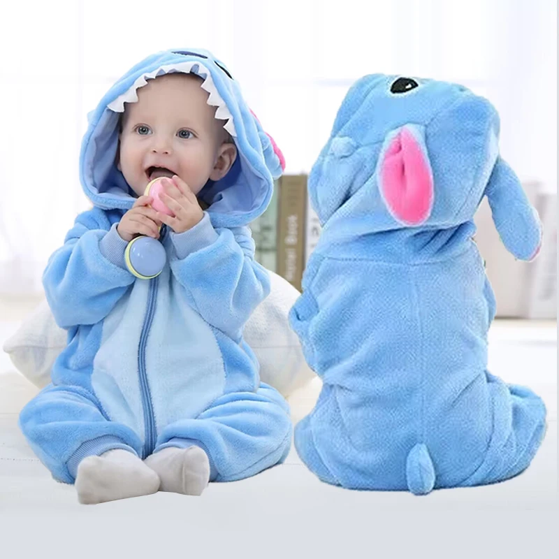 Newborn male baby clothing animal cartoon hooded jumpsuit winter baby pajama jumpsuit children\'s pajama baby learning hoodie