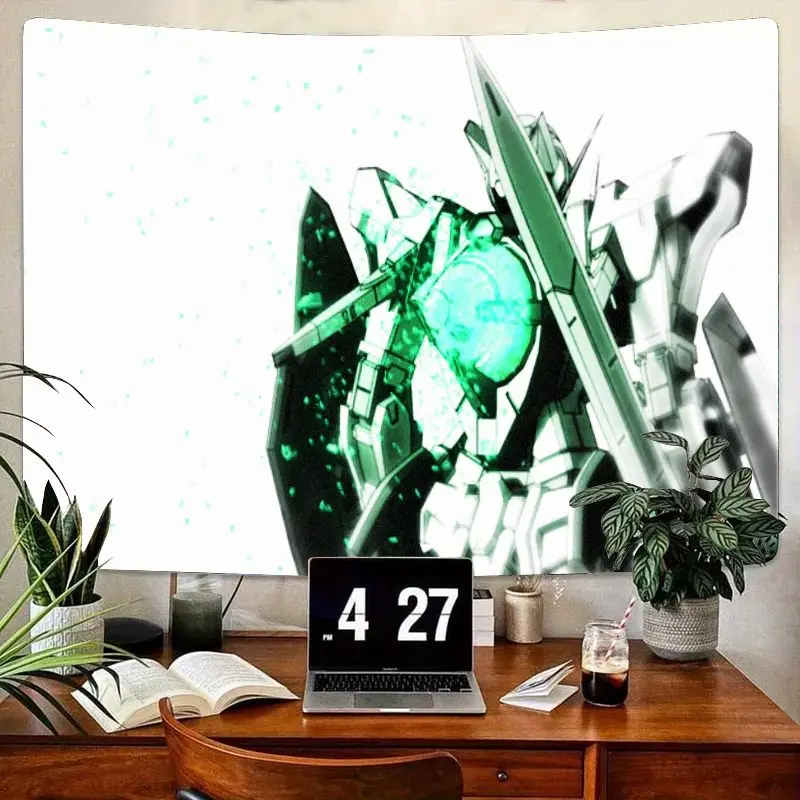 1PC Stylizzato Futuristico Robot Mech Accenti Verde Arazzo Incandescente Verde Elemento Circolare Arte Della Parete per la Camera Da Letto Soggiorno Decor