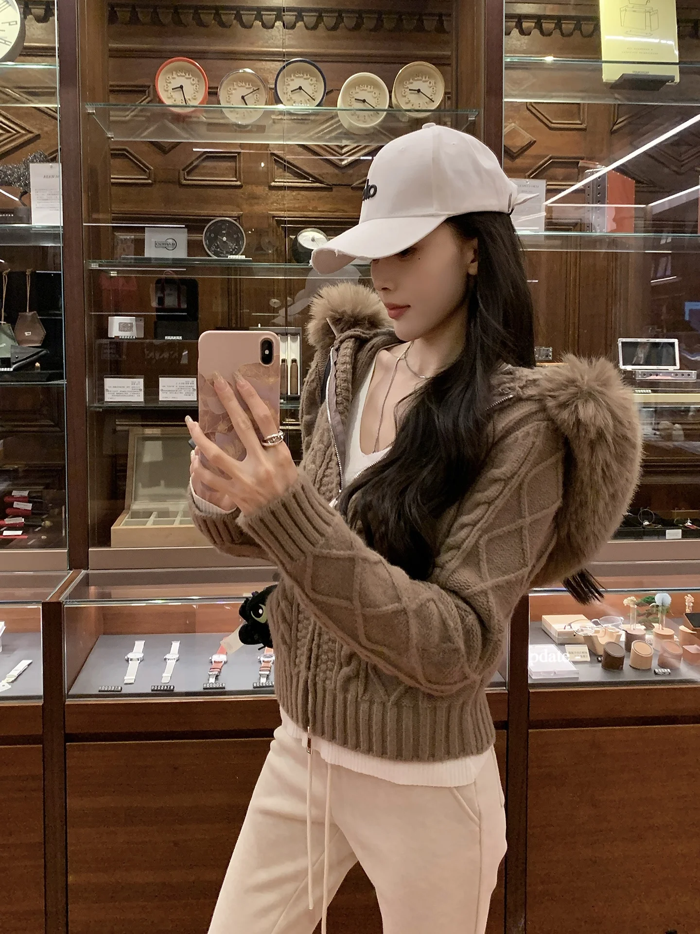 

Вязаный кардиган Hechenxi с шапкой, в ретро-стиле, в полоску, весенняя новинка, женская модная прямая модель