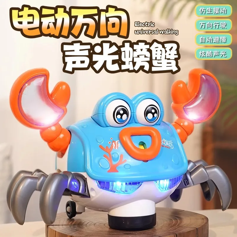 

New Electric Universal Blink Crab Colorful Music Lights Cartoon Animal Simulation Crawling Toy