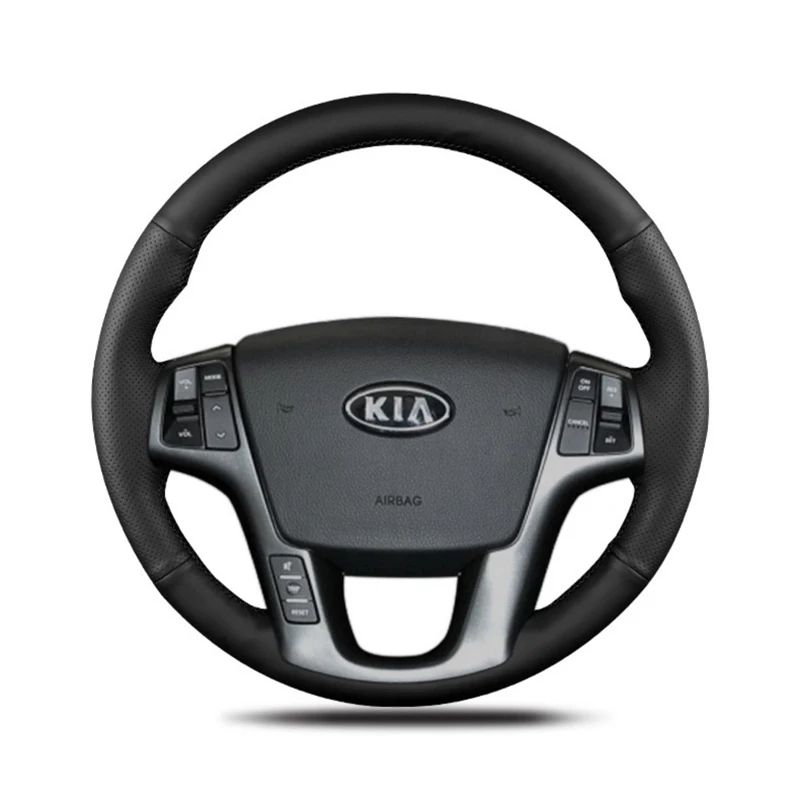 Black Artificial Leather Steering Wheel Covers Hand-Stitched Car Steering Wheel Covers For Kia Sorento 2009-2013 Car Accessories