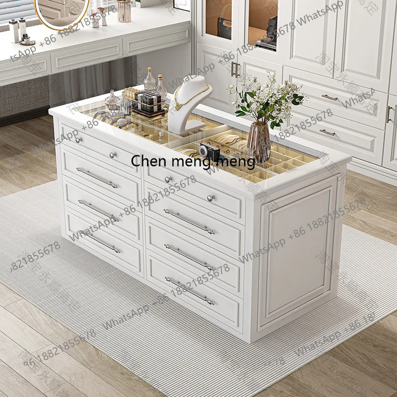 

French cloakroom, jewelry cabinet, high-end luxury bedroom paint cabinet, double-sided display chest cabinet