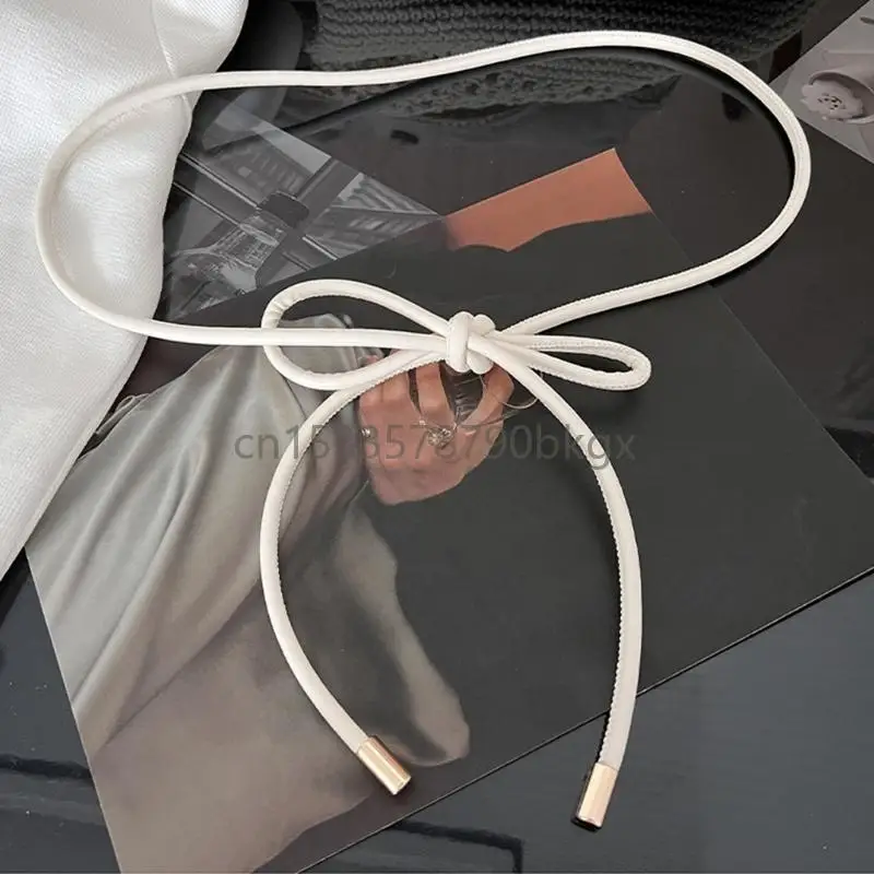 

160cm Vintage Women's Waist Belt PU Leather Waistband Rope Thin Belt for Elegant Dress and Coat Accent Decoration J78E