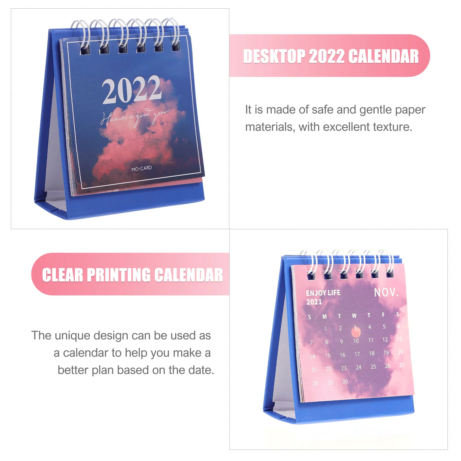 2 pçs mini calendário de mesa desktop casa simples escritório 2022 calendários escolares