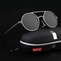 BARCUR Steampunk Polarized Sunglasses Men Light Weight Retro Vintage Women Sun Glasses for Men