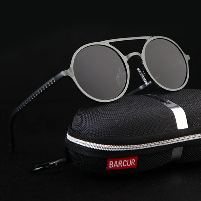 BARCUR Steampunk spolaryzowane okulary przeciwsłoneczne męskie lekkie Retro Vintage damskie okulary przeciwsłoneczne dla mężczyzn